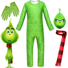 (5-7 ans) Costume du Grinch de Noël - cosplay, tenue chic pour enfants pour fête d'Halloween