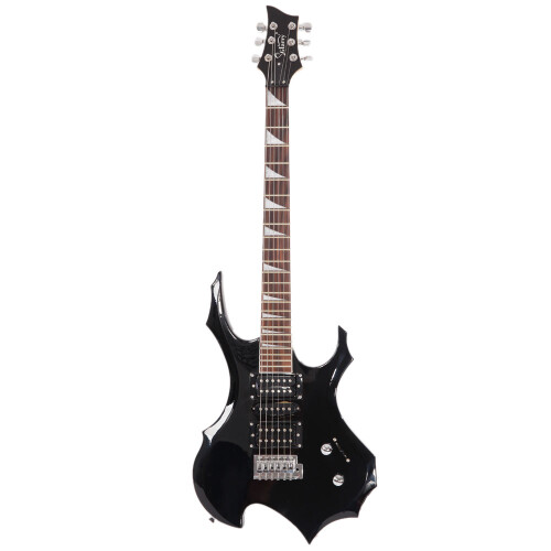Flame Electric Guitar HSH Pickup Shaped W/ Strap Picks Shake Cable Black 1