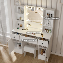 For Girls Dressing Table w/3 Drawers Mirror Stool Set Vanity Desk UK