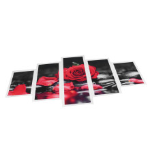 5 Stück Romantische Rote Rosen Wandkunst-Set Leinwanddrucke Ohne Rahmen Heimdekor