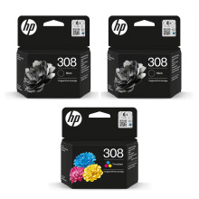 HP 308 2-Pack Black & 308 Colour Original Ink Cartridges - Combo Pack