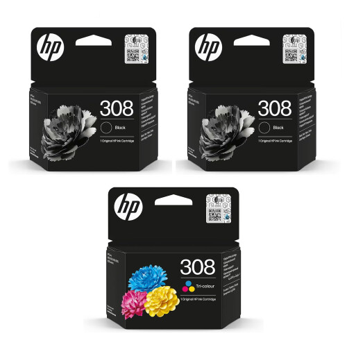 HP HP 308 2-Pack Black & 308 Colour Original Ink Cartridges - Combo Pack