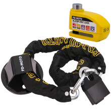(1.2m, Yellow) FD-MOTO Motorcycle Chain Lock & Ground Security Motorcycle Lock & Alarm Brake Disc Lock With Cable