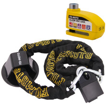 (1.8m, Yellow) FD-MOTO Motorcycle Chain Lock & Ground Security Motorcycle Lock & Alarm Brake Disc Lock With Cable