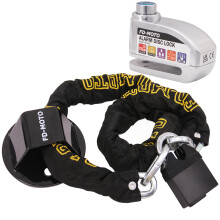 (1.2m, Silver) FD-MOTO Motorcycle Chain Lock & Ground Security Motorcycle Lock & Alarm Brake Disc Lock With Cable