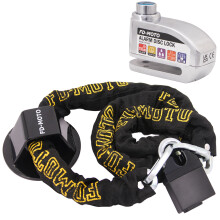 (1.8m, Silver) FD-MOTO Motorcycle Chain Lock & Ground Security Motorcycle Lock & Alarm Brake Disc Lock With Cable
