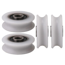 U-groove Nylon Pulley Wheel for Sliding Door - White, Inner Dia 4mm, 4pcs, 4x20x6.5x7.4mm