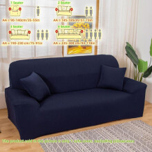(Navy Blue, Single seat - 1 count (90-140cm/35-55in)) Solid Color Sofa Cover, 1/2 Counts Modern Simple Sofa Slipcover, Elastic Sofa Protector for Home Living Room, Pillowcase Not Included
