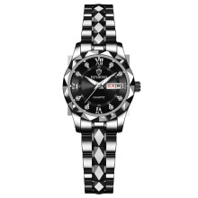 (Female style - black steel - black face - white nails) Ladies' watches, female students' fashionable luminous watches, women's light luxury quartz wristwatches