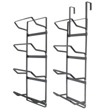 (Default) 4 Tier Metal Towel Rail Rack Wall Mounted or Over The Door - Hanging Towel Holder Airer Storage Hangable Organiser