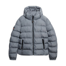 Superdry Kapuzen Sports Puffer Jacke - Ausgewaschenes Denim