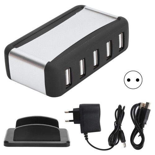 Hub USB a 7 porte USB 2.0 480 Mbps ABS nero 5V1A 1