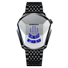 (Steel strip - black steel - white surface) Men's watches, trendy watch style, motorcycle concept watches, men's black technology watches