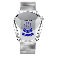 (White mesh belt - white steel - white surface) Men's watches, trendy watch style, motorcycle concept watches, men's black technology watches