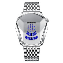 (Steel strip - white steel - white surface) Men's watches, trendy watch style, motorcycle concept watches, men's black technology watches