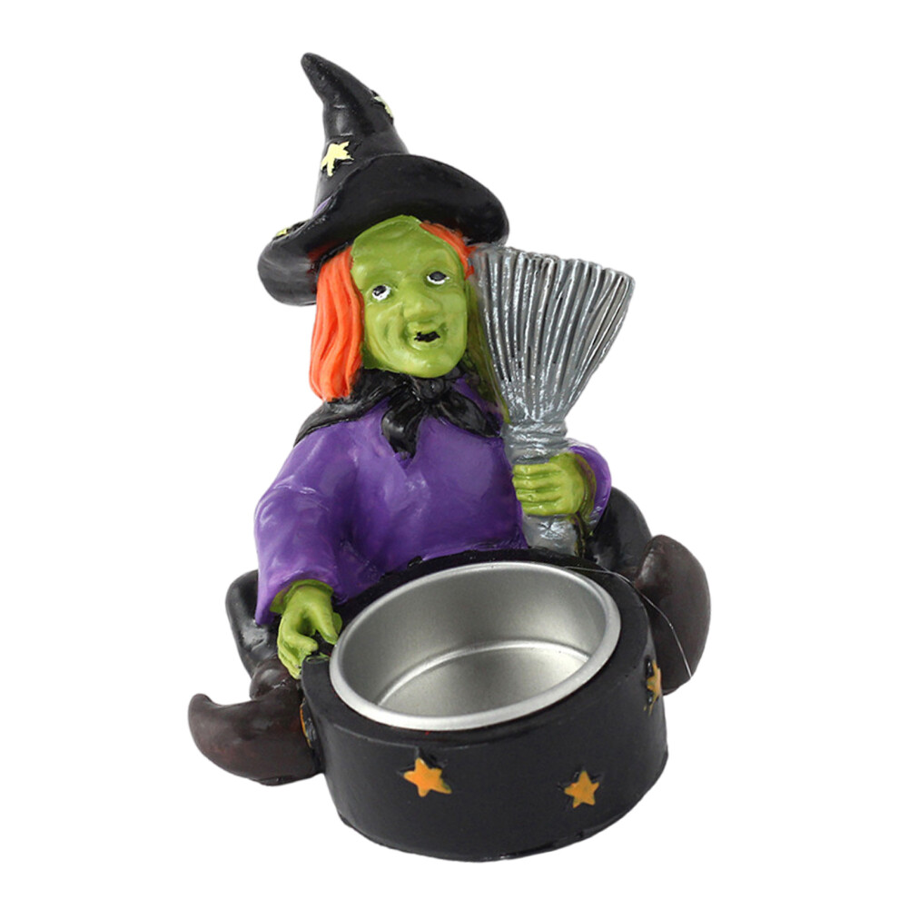 Haunting Witch Skull Candle Holder Resin-Witch Candlestick B-image-OPC-PK7D77B-NEW