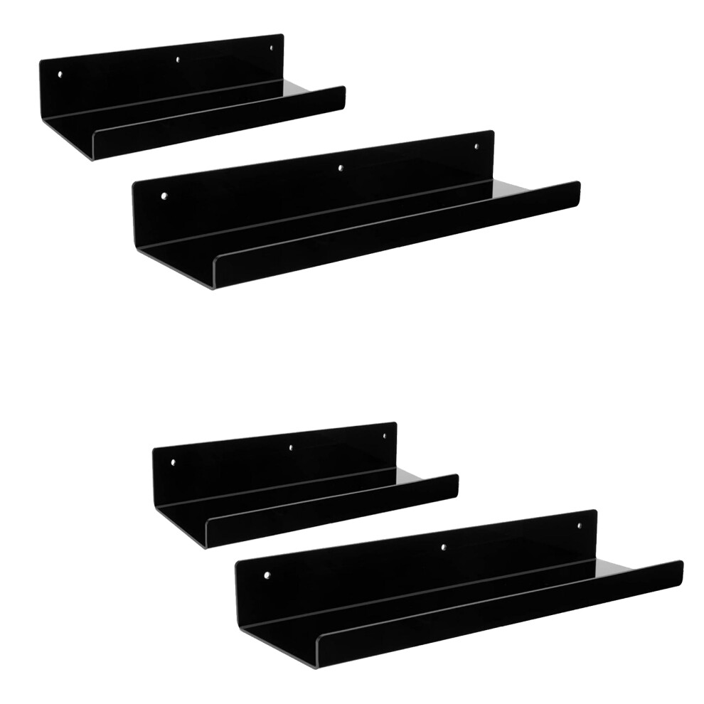 4Pcs Multipurpose Floating Bookcase Hanging Shelves For-Black 7695000000407