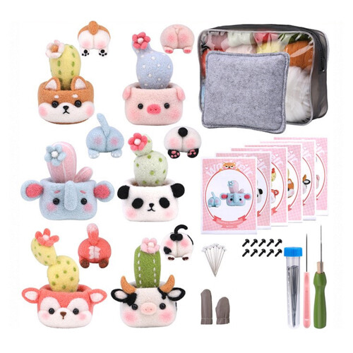 Beginner Wool Felting Supplies with Needle, Instruction, Wool