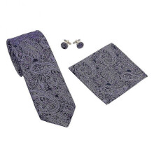(7cm*145cm, Purple) Men's Classic Jaquard Tie 7 cm for Formal Meeting Wedding with Handkerchief & Cufflinks