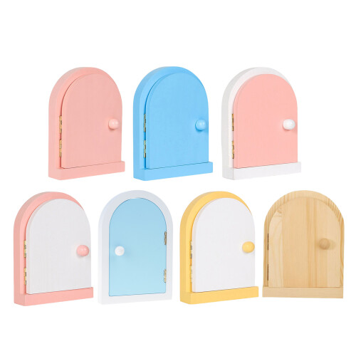 Cute Door Shape Wood Outlet Guard Protective-Blue surface 5 1