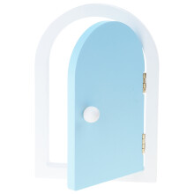 Cute Door Shape Wood Outlet Guard Protective-Blue surface 5