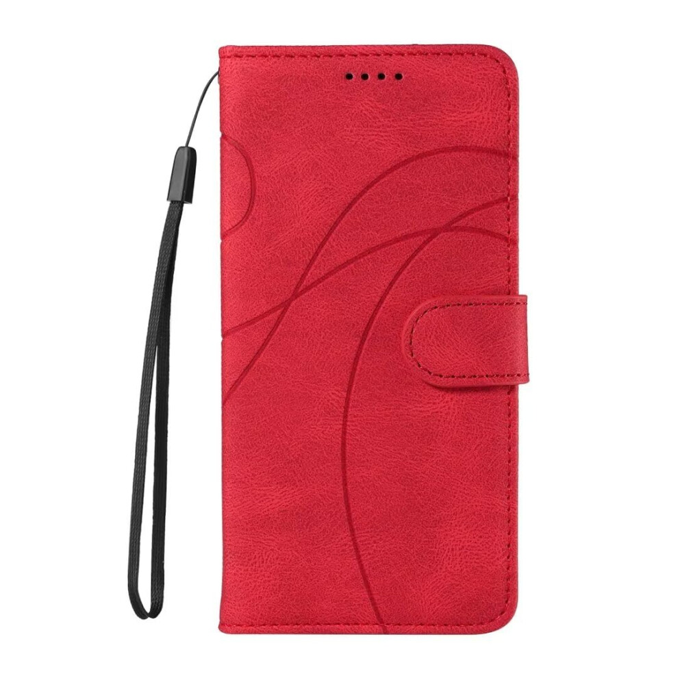 Mobile Phone Case For Vivo Y21/Y21s/Y33s, Flip Premium Leather Cover With Magnetic Card Slot, Flower Design Red 6947110811642