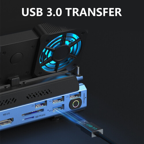 Docking Station 4K@60Hz Card Reader Multiport Adapter with 2