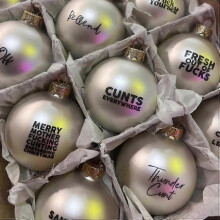 (cream-) 2025 2024 Sweary Christmas Baubles, Set of 12, Fun & Offensive Tree Ornamentsi