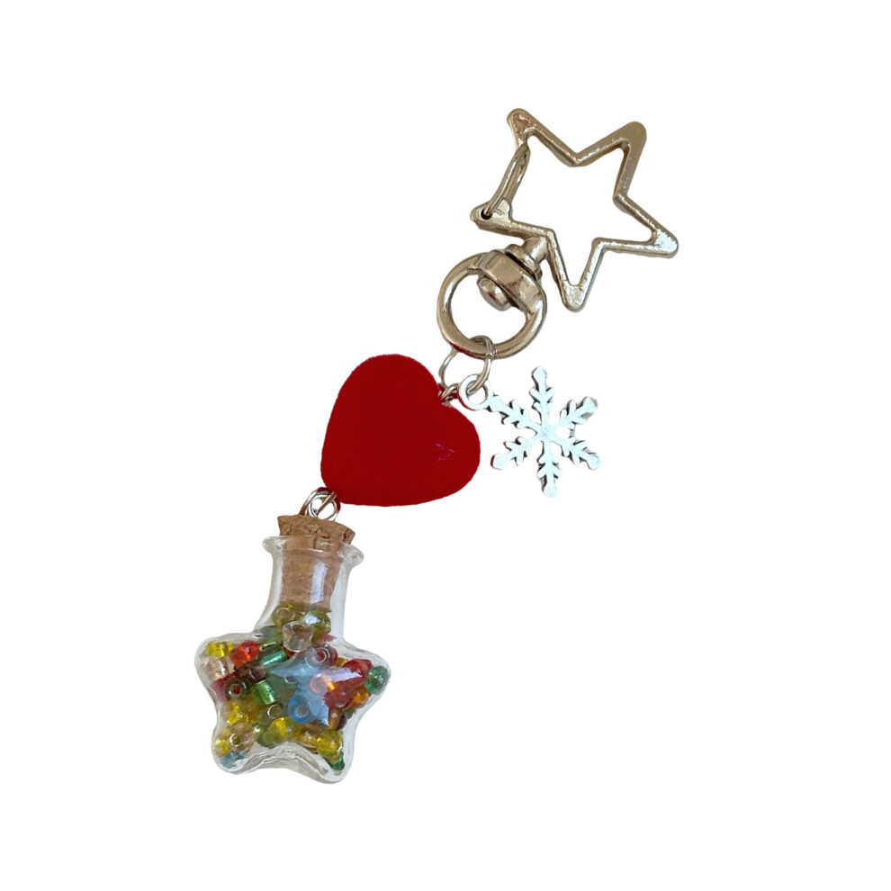 Winter Snowflake Flocking Christmas Phone Charm-keychain