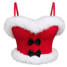 Holiday Bowknot Camisole Christmas Bustier for Party and-Red L
