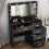 With 11 LED Lighted Mirror And 5-Drawer Black Vanity Dressing Table UK 2