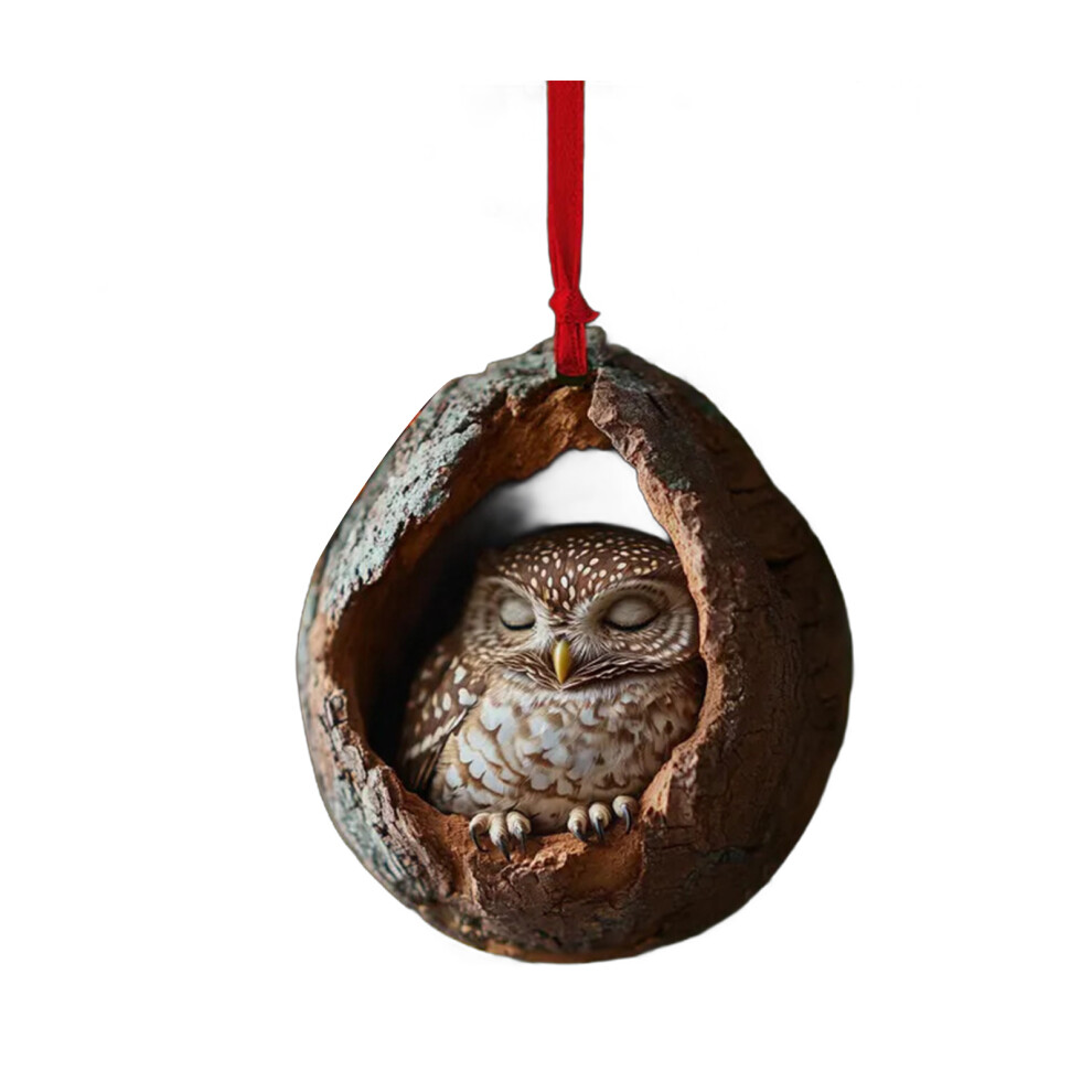 Colorful Owl Acrylic Ornament for Christmas Tree-Owl D Pendant