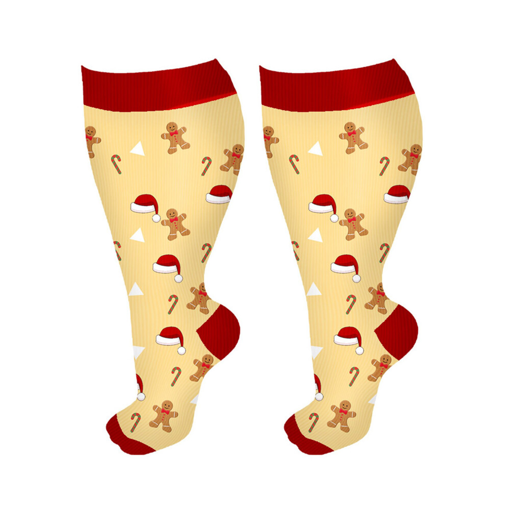 Yellow Compressions Sock Christmas Knee Highs Support Sock- 4XL