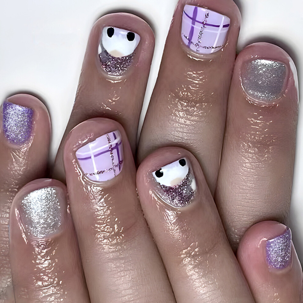 24 Pcs Glittering Artificial Nail Christmas Full Cover False