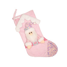 Christmas Stocking Pink Fabric Soft With Bright Color And-Elder