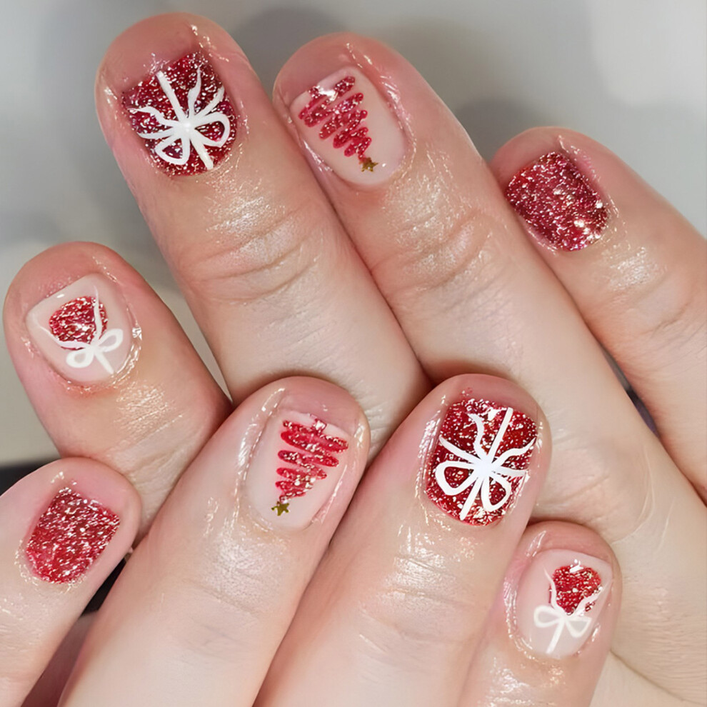 Quick Apply Christmas Snowflake Nails Press on Nail For Holiday