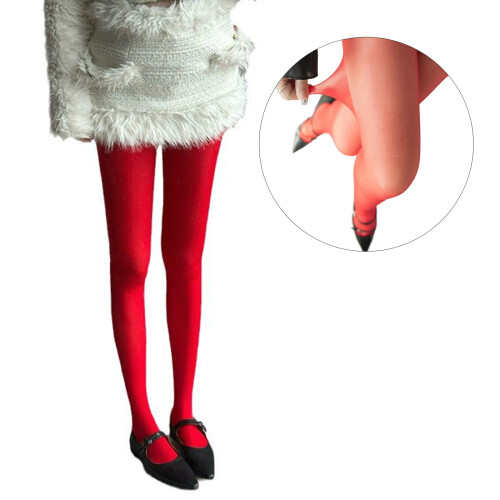 Solid Color Semi Opaque Footed Tights High Waist-Core spun wire 1