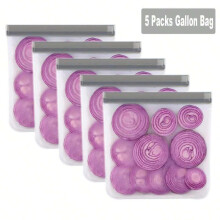 (5 Gallon bag, 1 set) Reusable Food Storage Bag, 5/10pcs Multipurpose Leakproof Freezer Bag, Meal Prep Containers, BPA Free Food Storage Bag for Lunch, Marinate