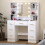 100cm Dressing Table w/LED Mirror 10 Storage Shelves 7Drawer Vanity UK 5