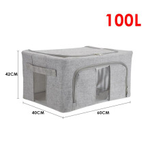 (100 L) AceHome 24/66/100L Metal Frame Fabric Storage Box with Windows