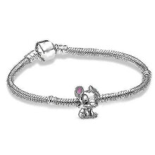 (19CM) Pandora Silver Sterling Disney Lilo Stitch Charm Bracelet Charm Argent