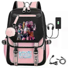 (D) K-Pop Demon Hunters Anime School Backpack Cute Cartoon Print Bag for Students r