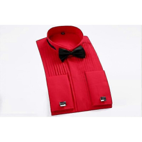 (S, black) Strap-on Collar, Long-sleeve, Tuxedo Shirt 2