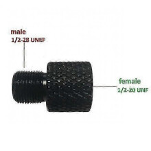 Barrel End Threaded Adapter Female 1/2-20 UNF to Male 1/2-28 UNEF 0018  x