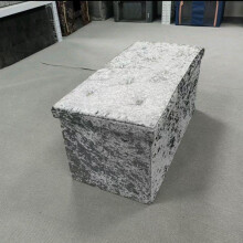 (Grey) Stunning Crush Velvet Ottoman Storage Box with Elegant Button Tufting Design