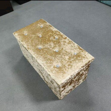 (Champagne) Stunning Crush Velvet Ottoman Storage Box with Elegant Button Tufting Design