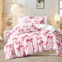 (Bow 1, AR(150cm*200cm)) Butterfly Print Bedding Set, 1 Count Bedspread & 2 Counts Pillowcase without Filler, Soft Comfortable Bedding Set for Home Bedroom, Flower
