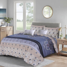 (Agata Grey, Double) Luxury 4-Piece Marble & Floral Bedding Set – Soft Duvet Cover, Deep Pocket Fitted Sheet & Pillowcases – Machine Washable, Wrinkle-Resistant