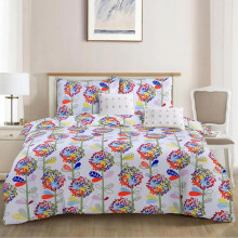 (Blossom White, Double) Luxury 4-Piece Marble & Floral Bedding Set – Soft Duvet Cover, Deep Pocket Fitted Sheet & Pillowcases – Machine Washable, Wrinkle-Resistant