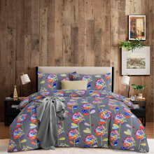 (Blossom Grey, Single) Luxury 4-Piece Marble & Floral Bedding Set – Soft Duvet Cover, Deep Pocket Fitted Sheet & Pillowcases – Machine Washable, Wrinkle-Resistant